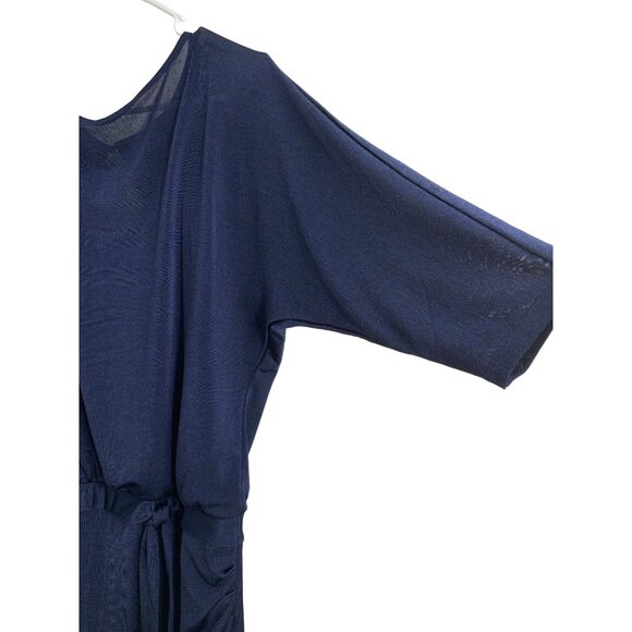 WHBM Navy Blousen Short Dress Size M NWOT Stretch Pullover Wrap 7174 Dolman - Picture 3 of 10